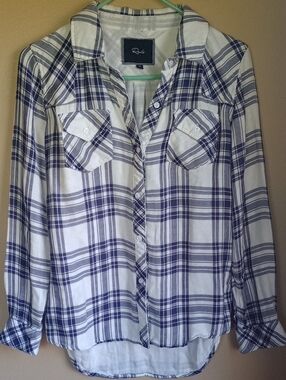 Rails Button Down Gingham Long Sleeve Cotton Comfy Top Size Small